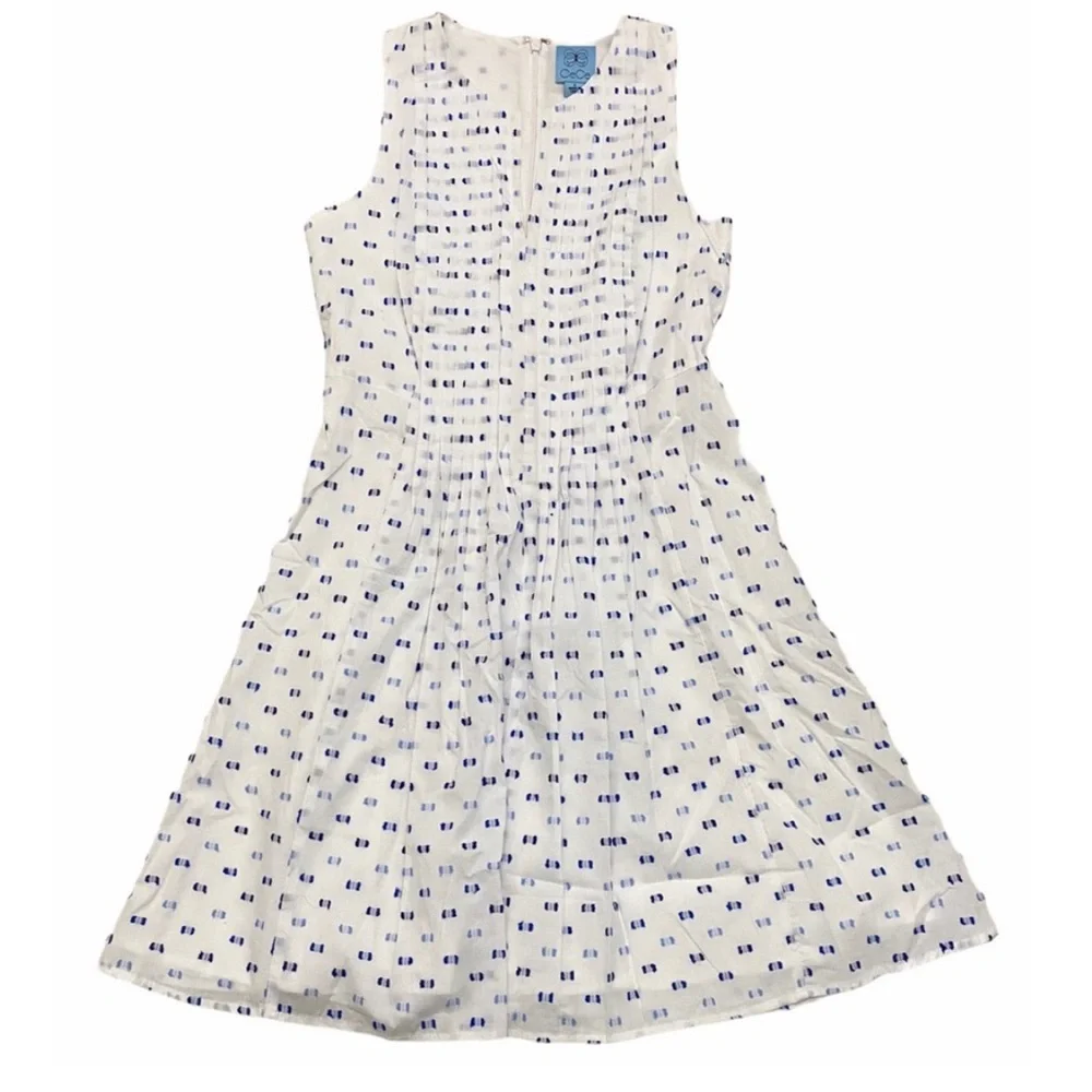 CeCe dobby pintuck fit & flare dress size 10 - Picture 4 of 7